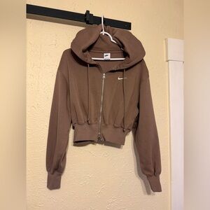 Nike Brown Cropped Hoodie
